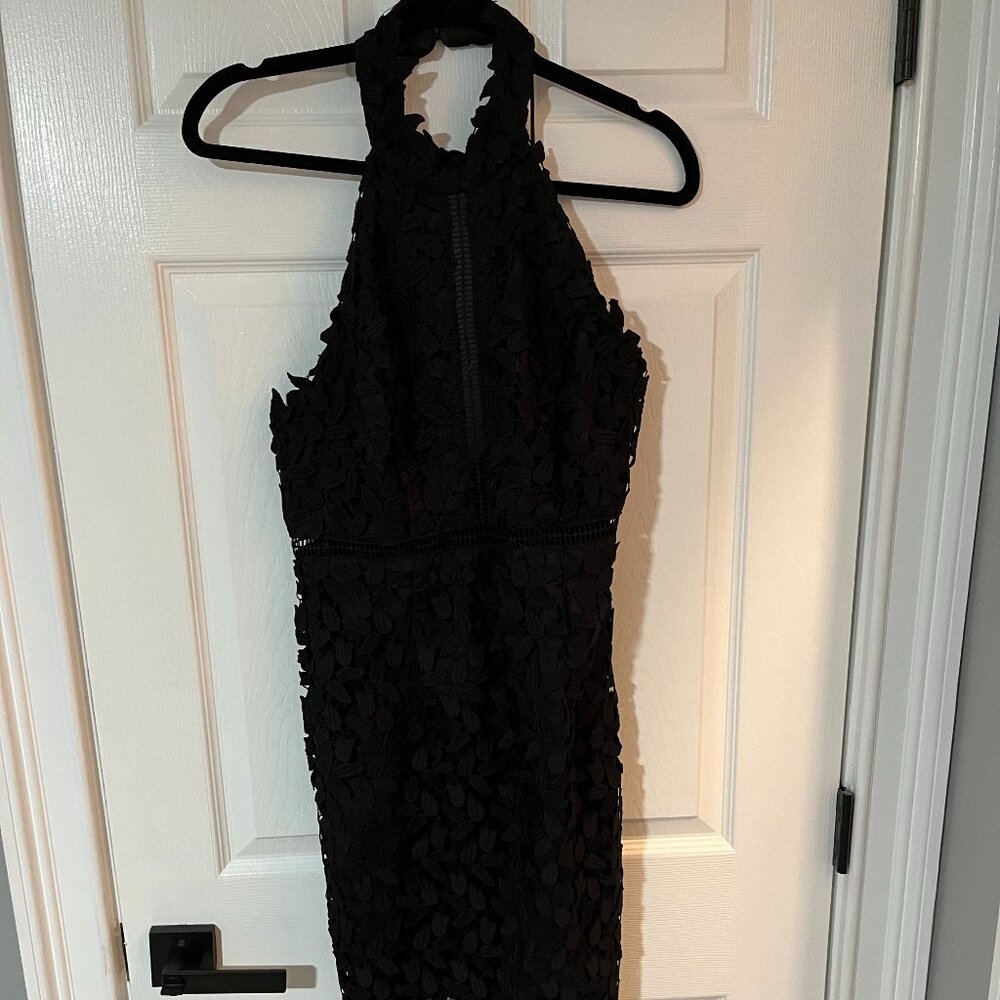 Black lace midi dress